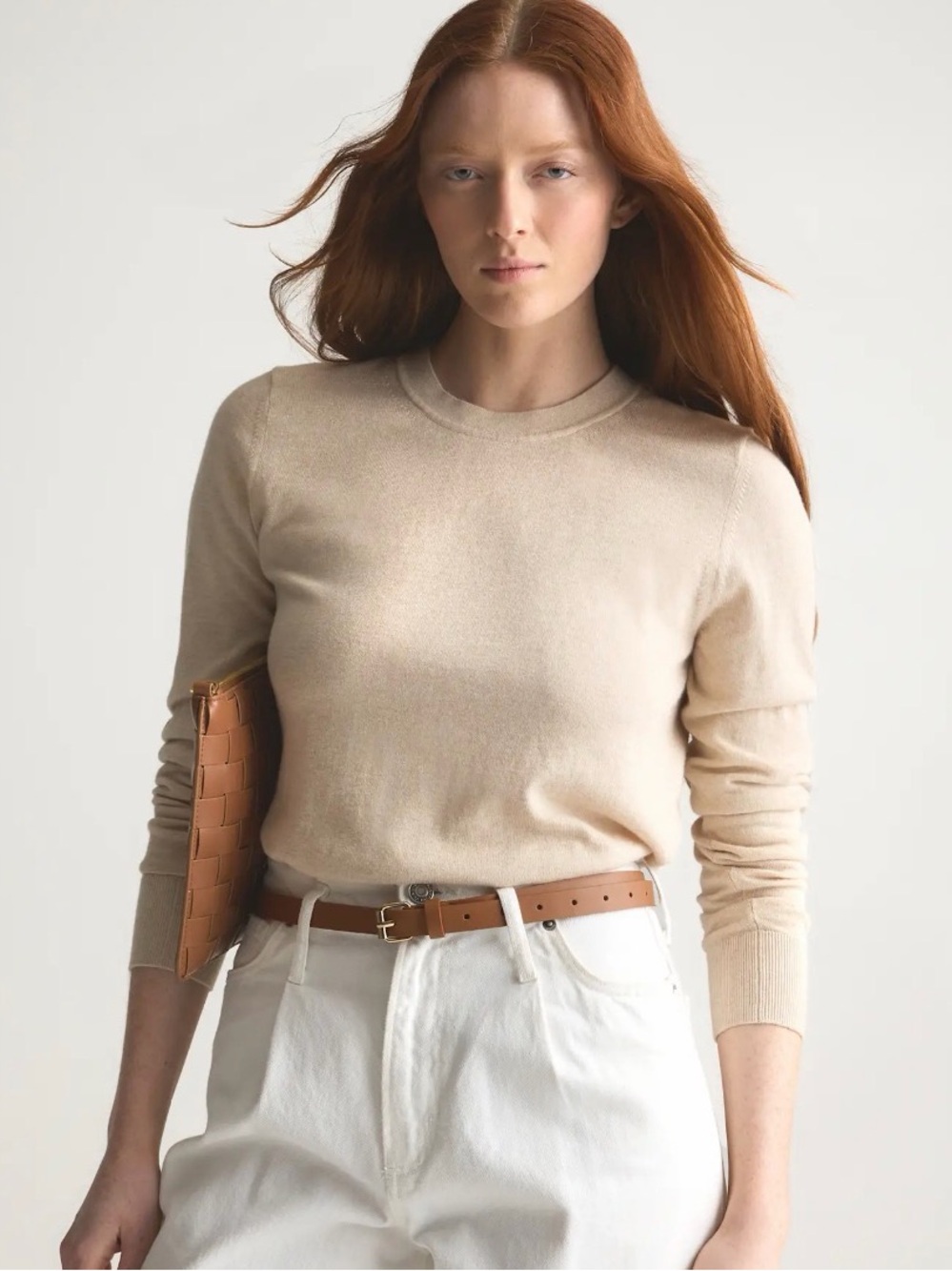 Quince Heather Oatmeal Crewneck Sweater